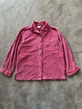 Vintage Corduroy Button Down Shirt Red Medium